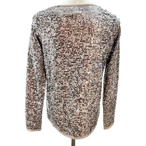 Abbeline Women's XS Brown Sequined LS Top Party Casual - Picture 5 of 8